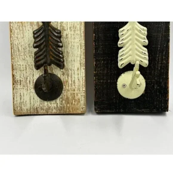 Wooden Arrow Sign Brown Rustic Coat Wood Plaque Hooks Hang Keys Wall Art Decor - Picture 7 of 10